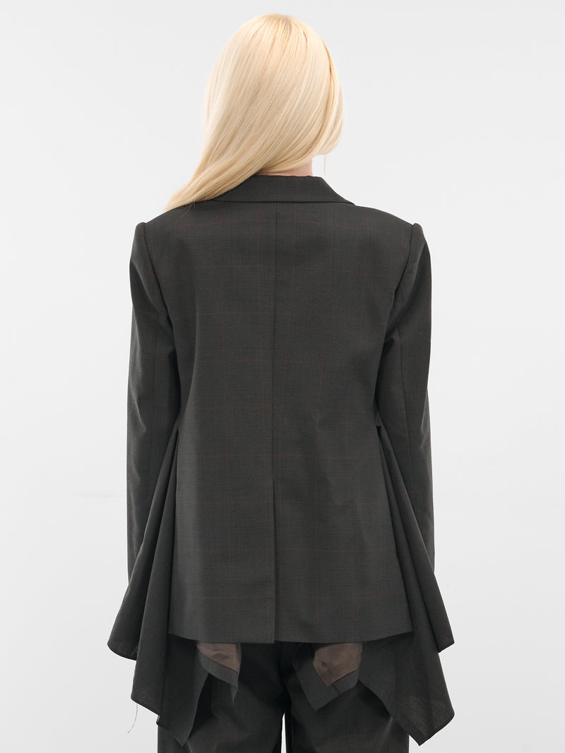 Khaki Glen Check Draped Blazer (25-08031-501-KHAKI)