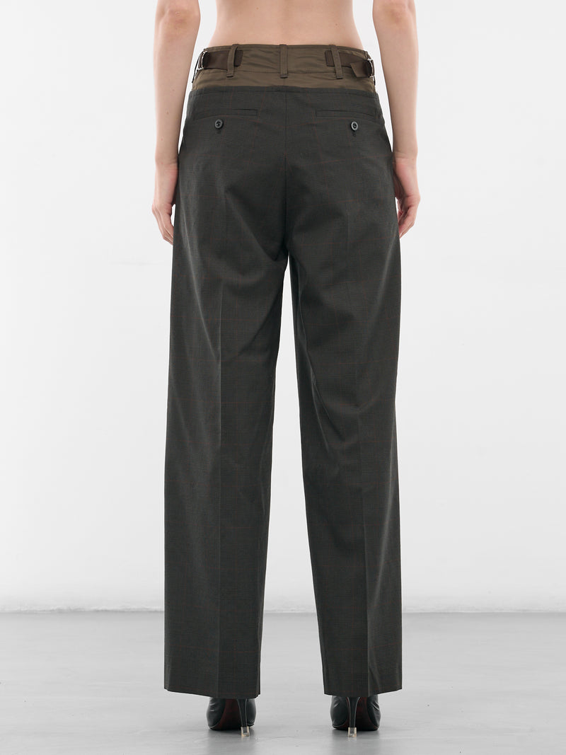 Khaki Nylon-Wool Paneled Trousers (25-08039-501-KHAKI)