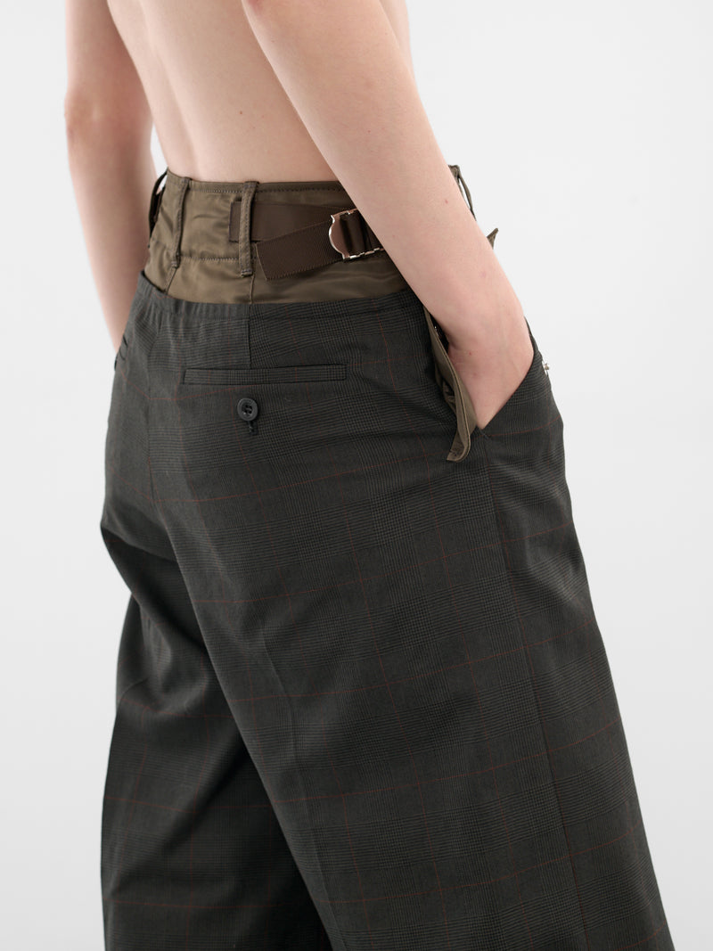 Khaki Nylon-Wool Paneled Trousers (25-08039-501-KHAKI)