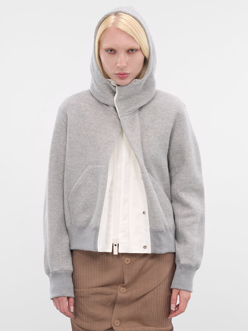 Gray Sweat-Grosgrain Zip Hoodie (25-08058-378-LIGHT-GRAY-OFFWHI)