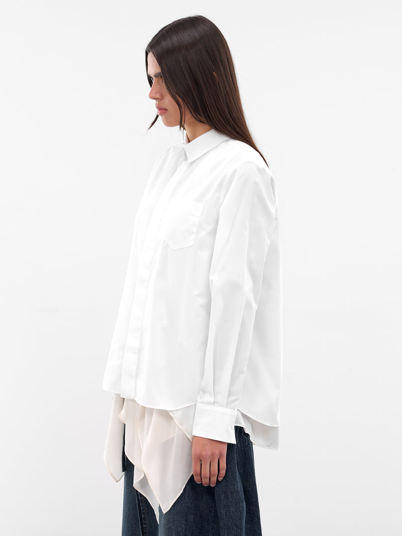 White Poplin Layered Drape Shirt (25-08165-OFF-WHITE)