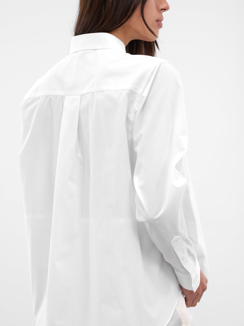 White Poplin Layered Drape Shirt (25-08165-OFF-WHITE)