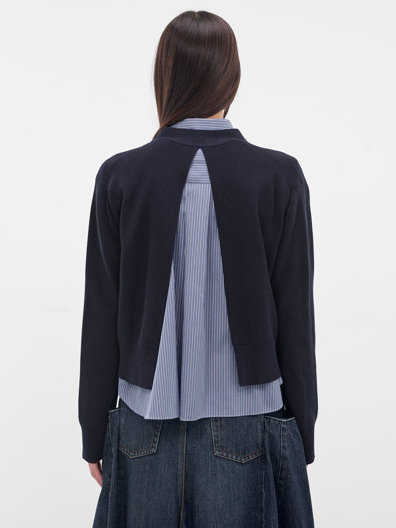 Navy Hybrid Layered Cardigan (25-08170-239-NAVY-BLUE)