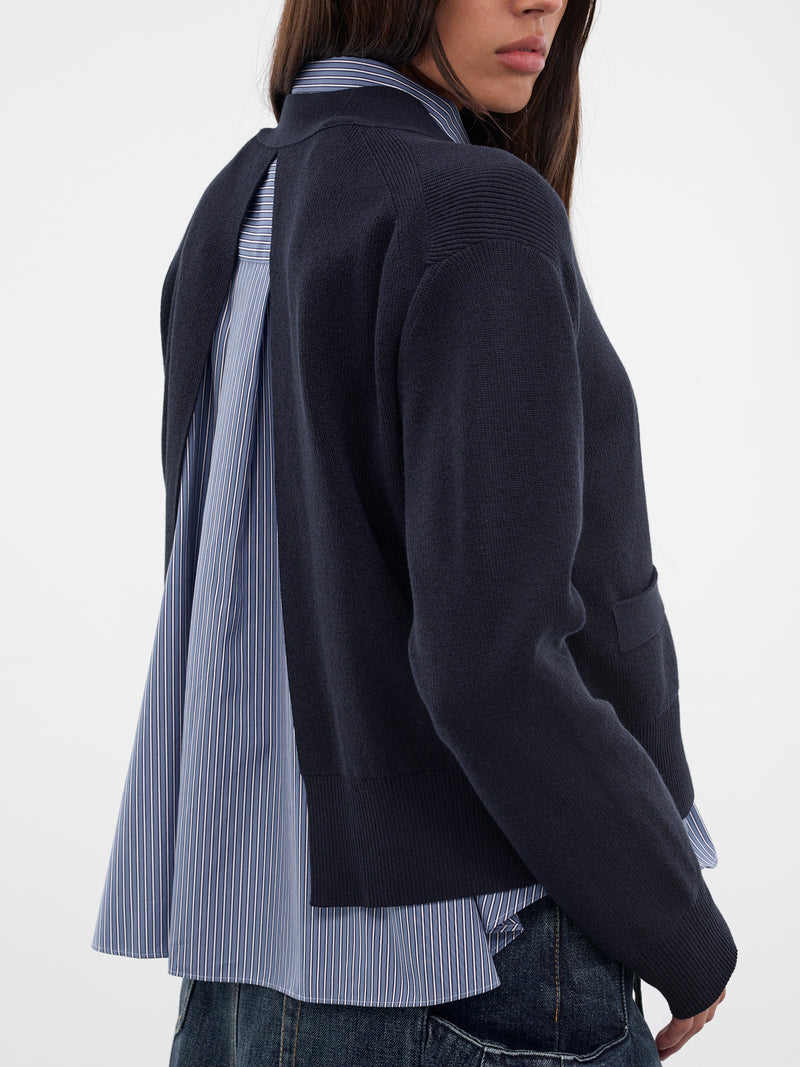 Navy Hybrid Layered Cardigan (25-08170-239-NAVY-BLUE)