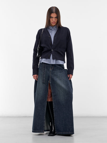 Blue Denim Deconstructed Maxi Skirt (25-08193-401-BLUE)