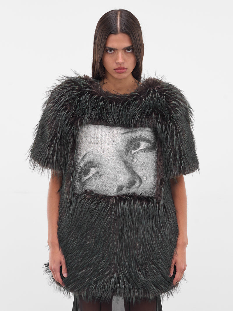 Green Graphic Faux Fur Sweater (25-08183-551-GREEN)