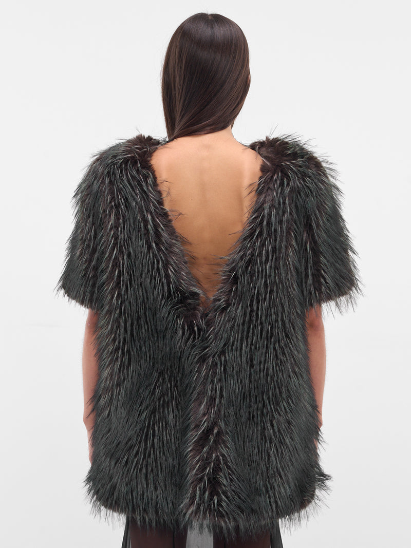 Green Graphic Faux Fur Sweater (25-08183-551-GREEN)