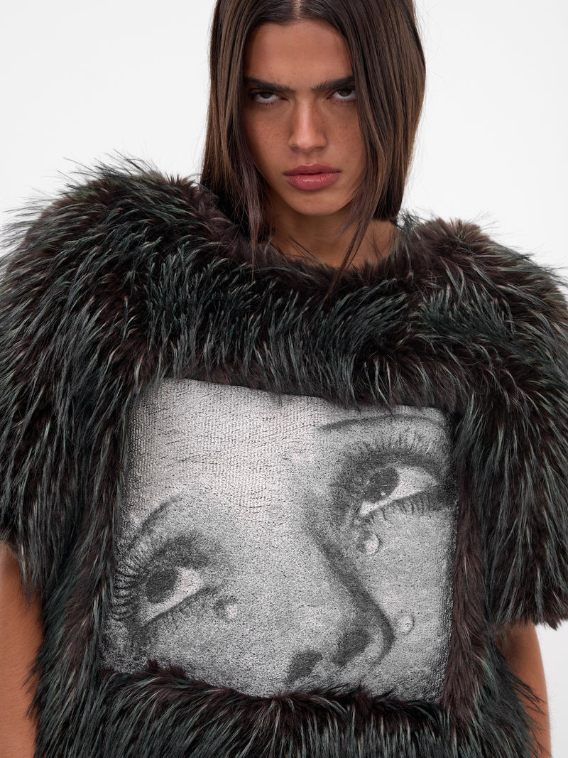 Green Graphic Faux Fur Sweater (25-08183-551-GREEN)