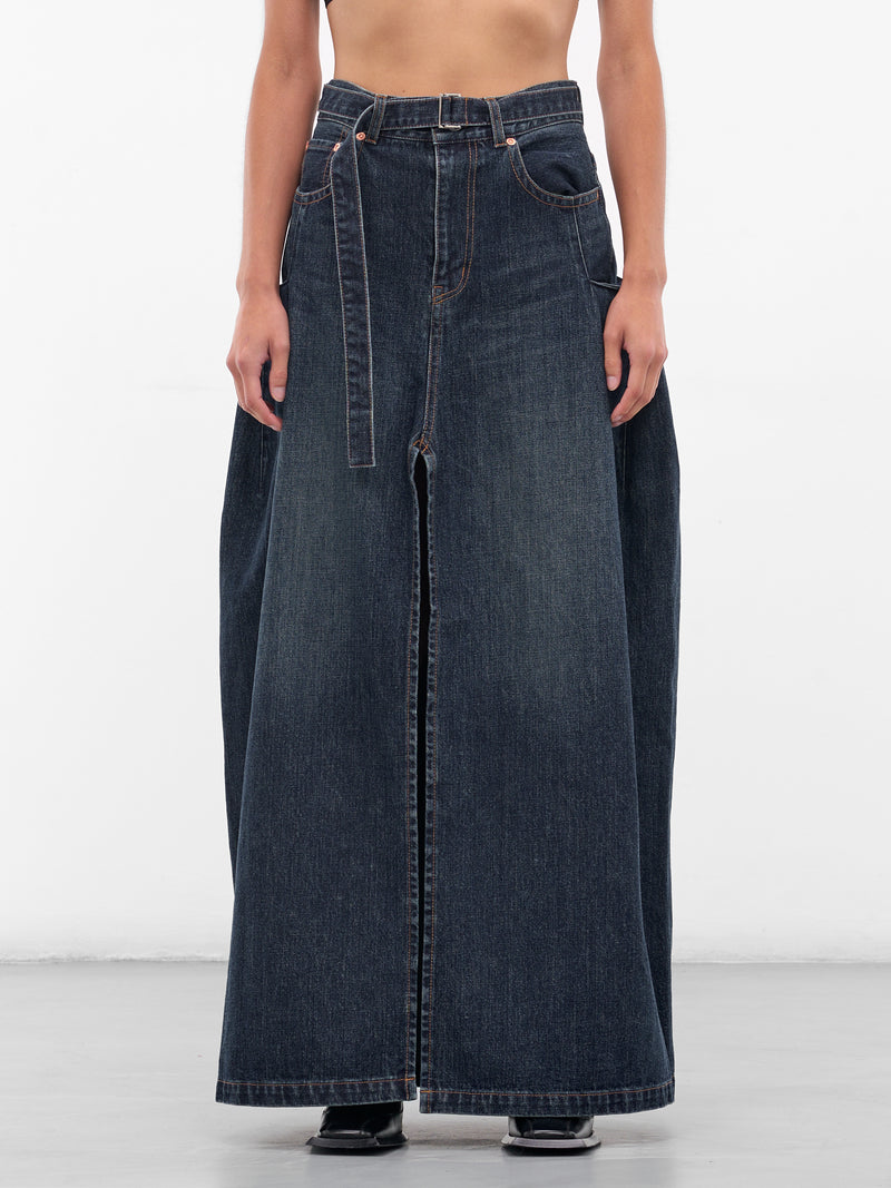 Blue Denim Deconstructed Maxi Skirt (25-08193-401-BLUE)