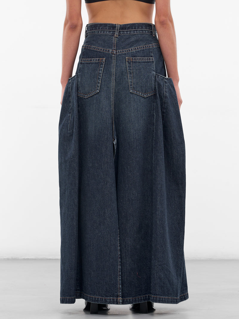 Blue Denim Deconstructed Maxi Skirt (25-08193-401-BLUE)