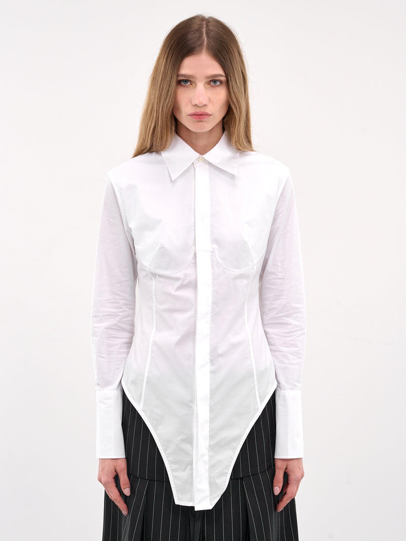 The White Cotton Bodysuit Shirt (25-34-F-CH097-C071-WHITE)