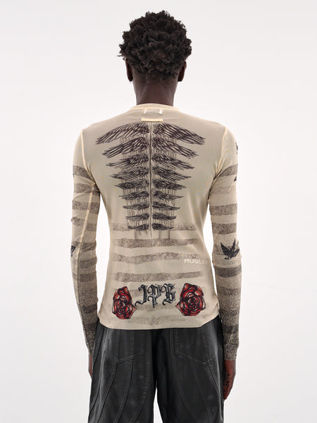 Tシャツ・カットソー JeanPaul GAULTIER MESH LS SLEEVE TATOO MARINIER TOP Jean Paul Gaultier Mesh ls sleeve tatoo marinier top | The