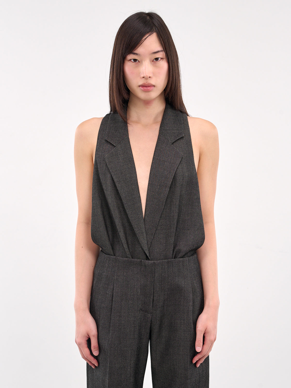 Facile Tailored Twill Bodysuit (25011630-SPECKLED-BLACK)