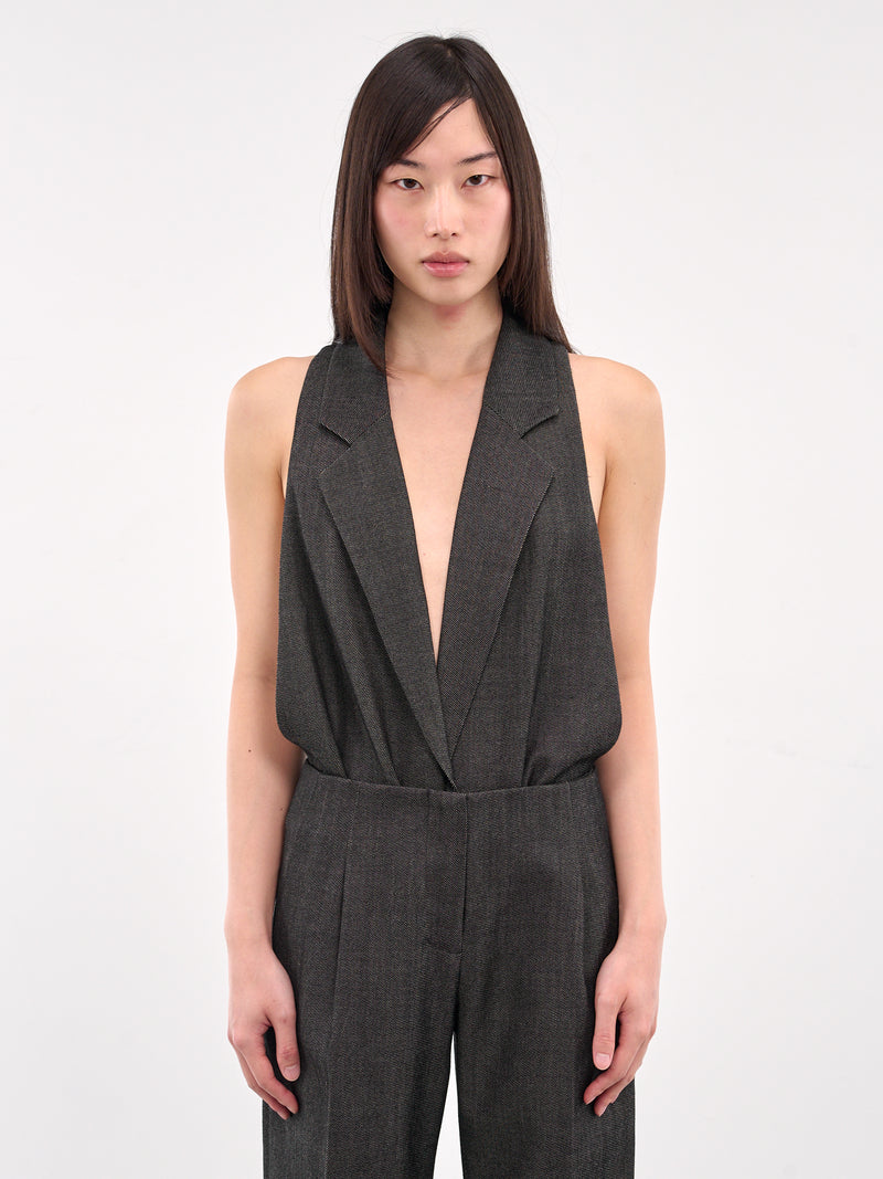 Facile Tailored Twill Bodysuit (25011630-SPECKLED-BLACK)