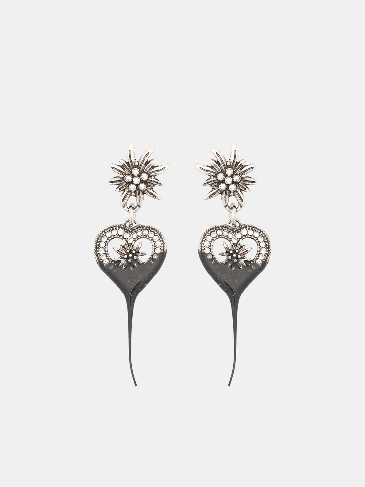Dipped Flower Heart Earrings (2502301-BLACK)