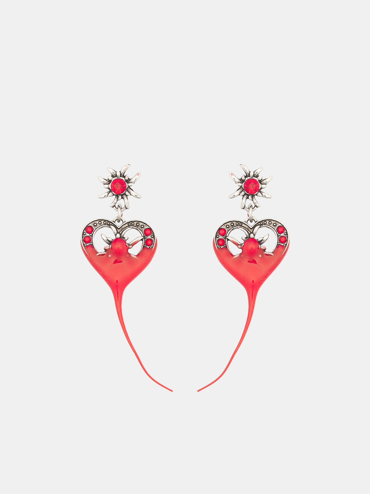 Dipped Flower Heart Earrings (2502401-RED)