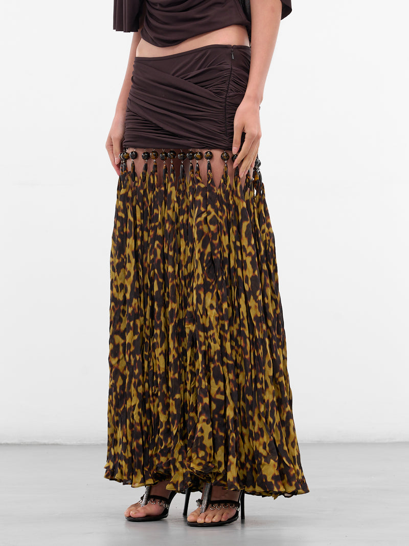 Tortoiseshell Resin Droplet Jersey Skirt (25034842-ESPRESSO-TORTOISESHEL)