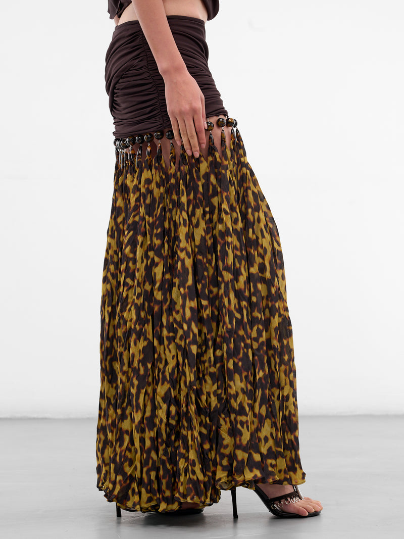 Tortoiseshell Resin Droplet Jersey Skirt (25034842-ESPRESSO-TORTOISESHEL)