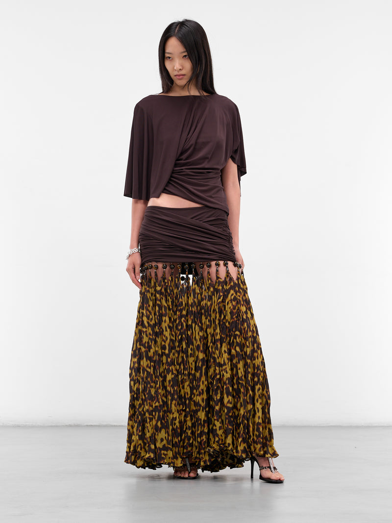 Tortoiseshell Resin Droplet Jersey Skirt (25034842-ESPRESSO-TORTOISESHEL)