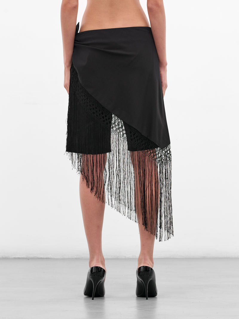 Black Unravel Macrame Wrap Shorts (25045786-BLACK)
