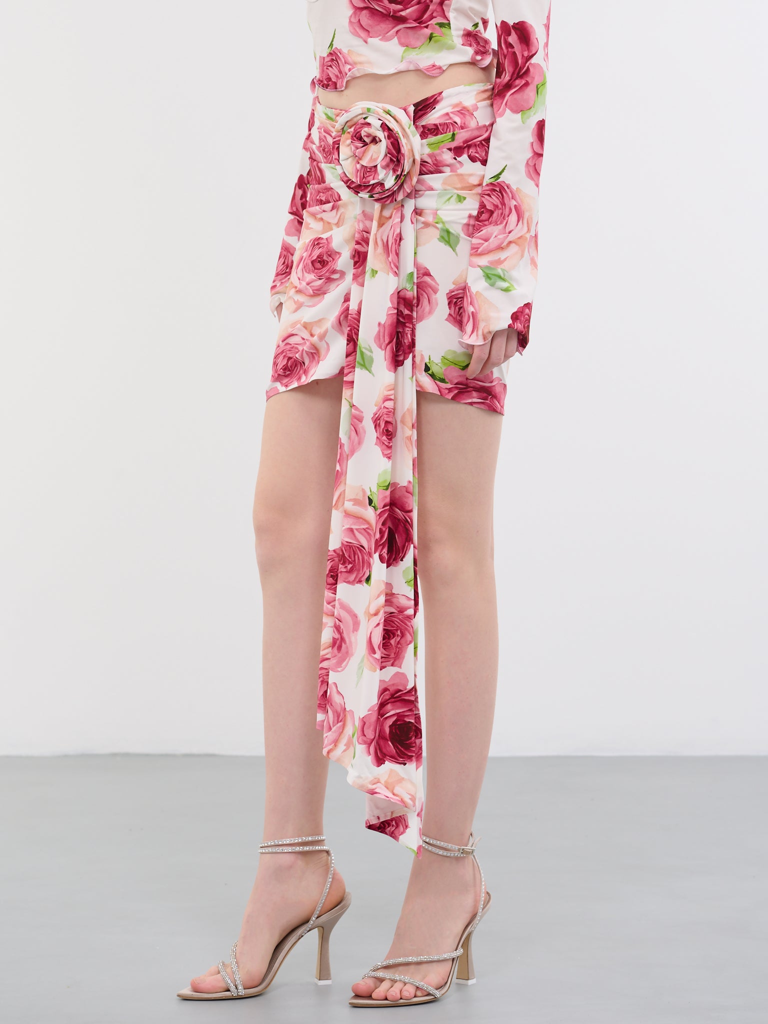 3D Rose Mini Skirt (251523-CREAM-PRINT)