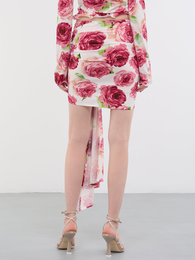 3D Rose Mini Skirt (251523-CREAM-PRINT)