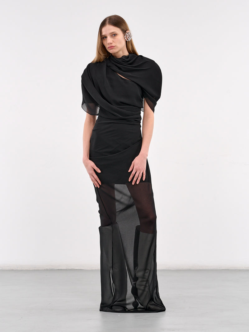 Draped Maxi Dress (251DR105-1555-BLACK)