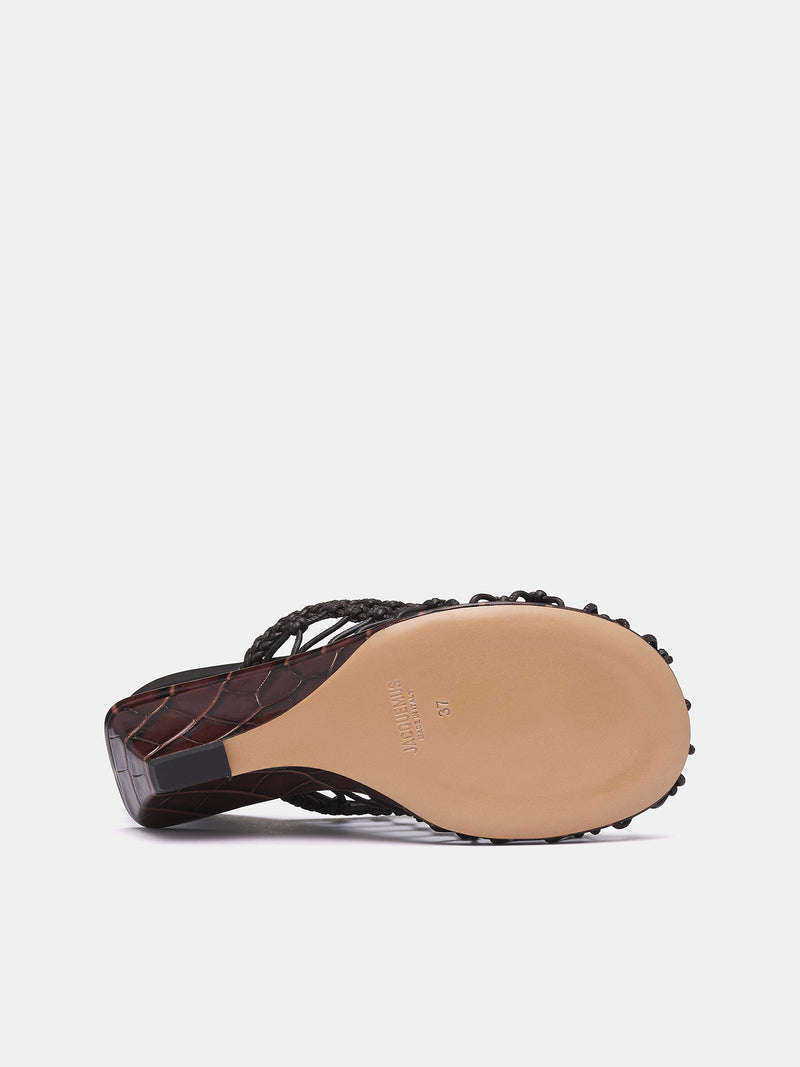 The Double Woven Shoes (251FO165-4301-DARK-BROWN)