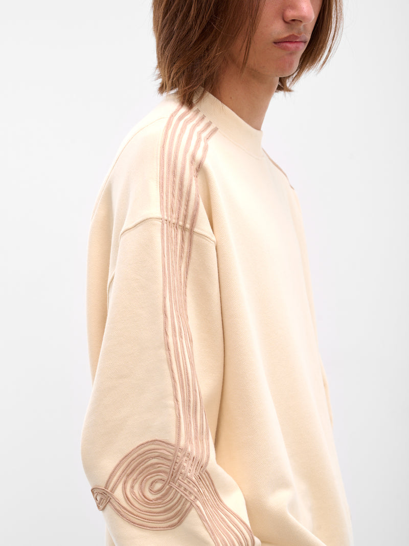 Ivory Applique Gym Crewneck Pullover (252-MJP023A-IVORY)
