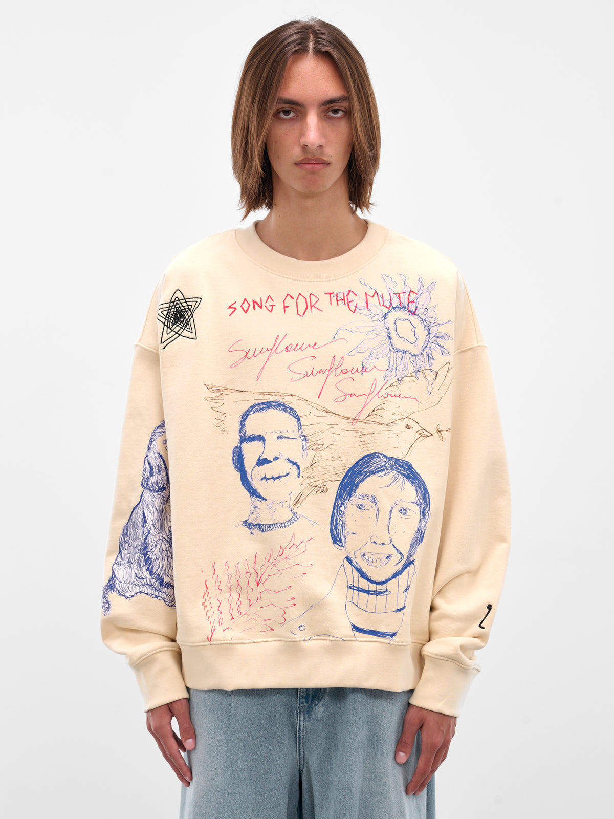 Ivory 'Sketchbook' Graphic Crewneck Pullover (252-MJP029P9-IVORY)
