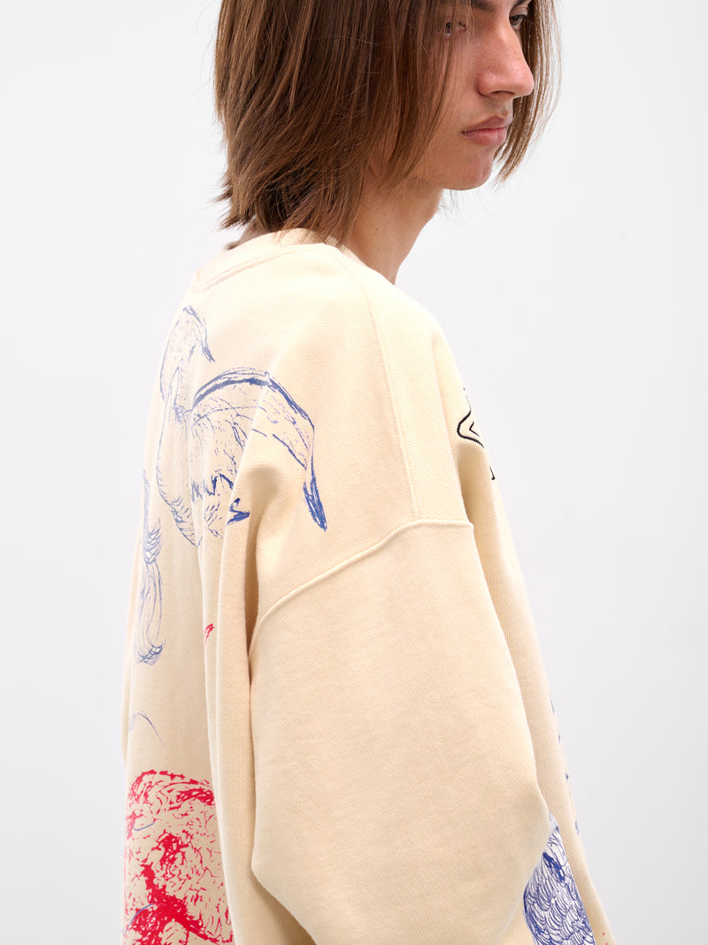 Ivory 'Sketchbook' Graphic Crewneck Pullover (252-MJP029P9-IVORY)