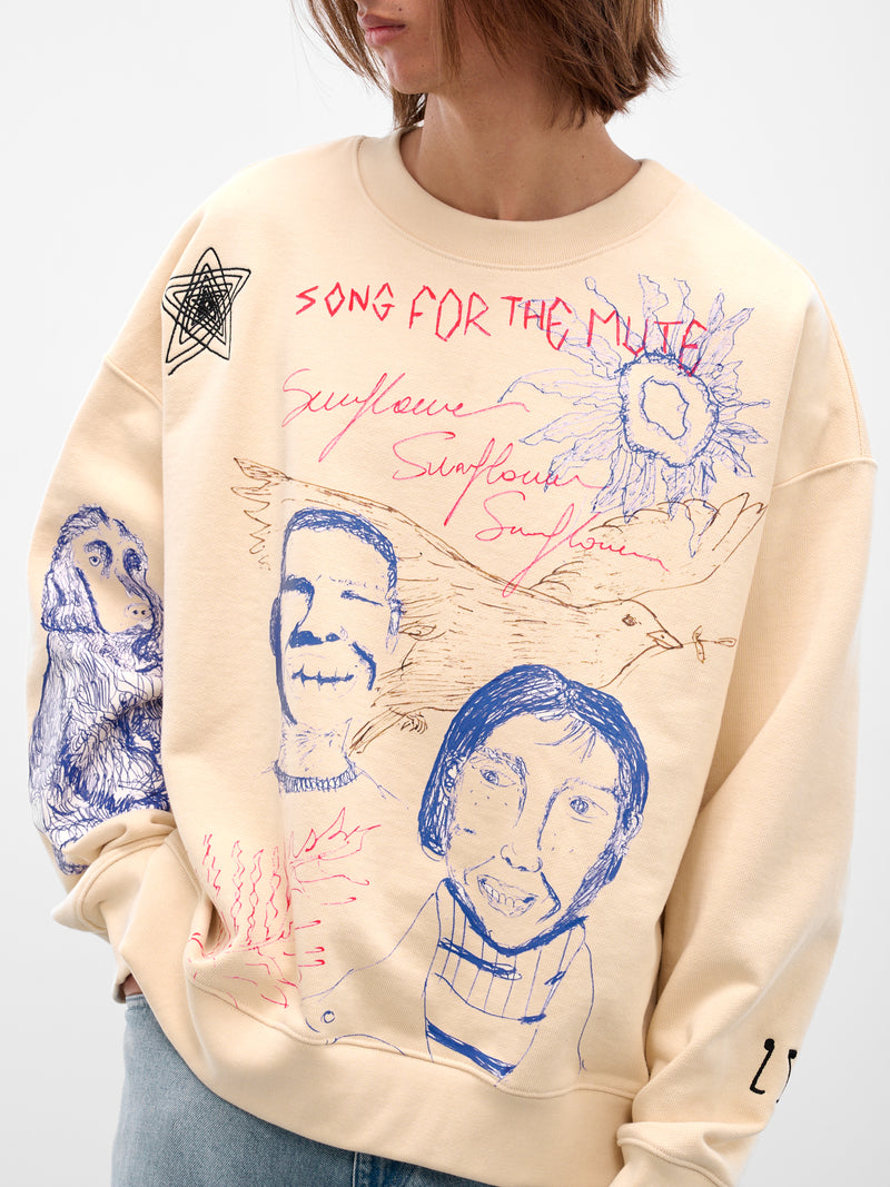 Ivory 'Sketchbook' Graphic Crewneck Pullover (252-MJP029P9-IVORY)