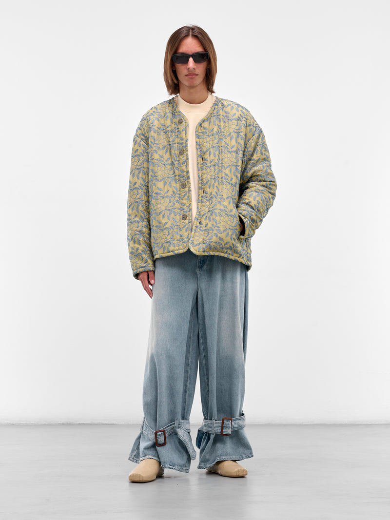 Green Floral Embroidered Liner Jacket (252-UJK113-GREEN)