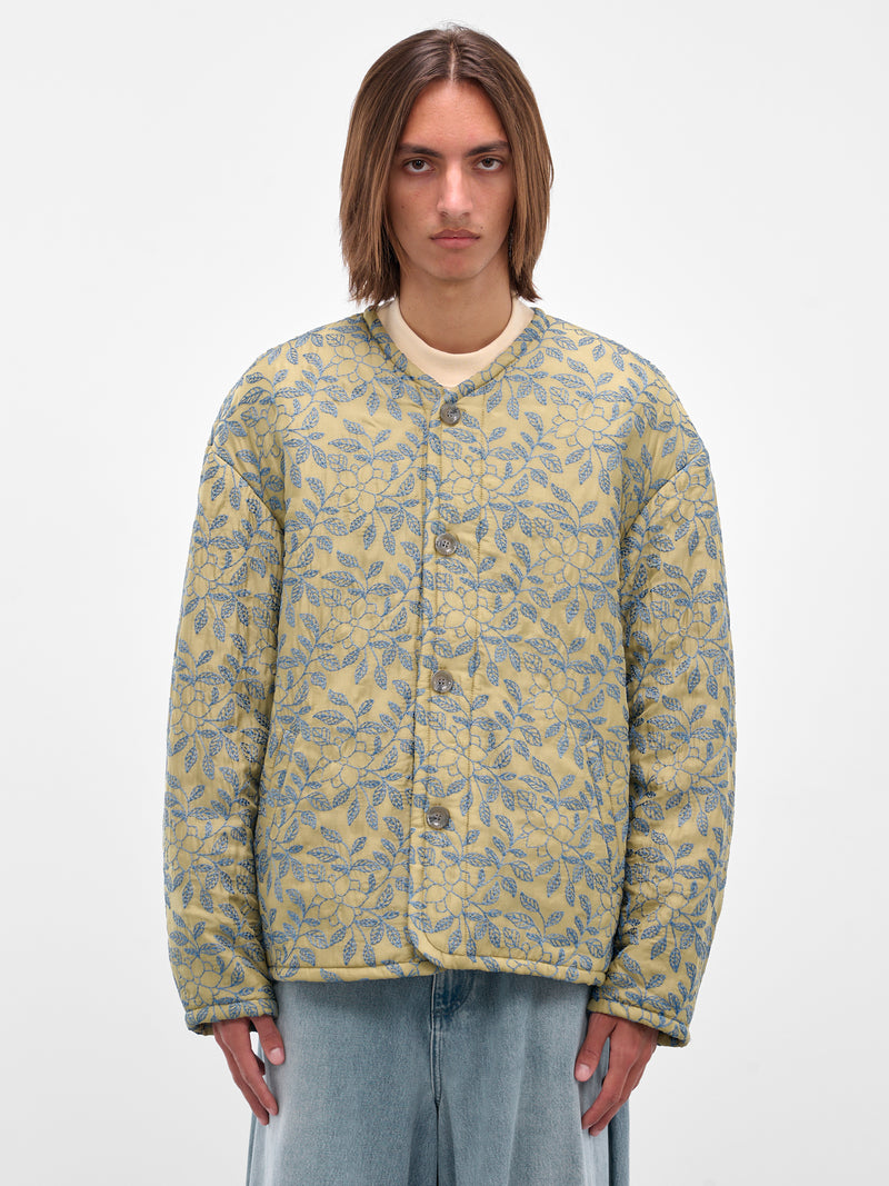 Green Floral Embroidered Liner Jacket (252-UJK113-GREEN)
