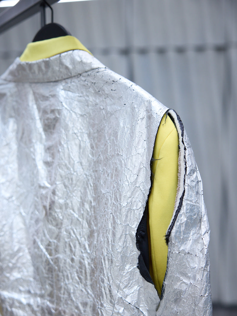 Chrome/Yellow Double Layer Blazer (PG-J009-051-YELLOW-SILVER)