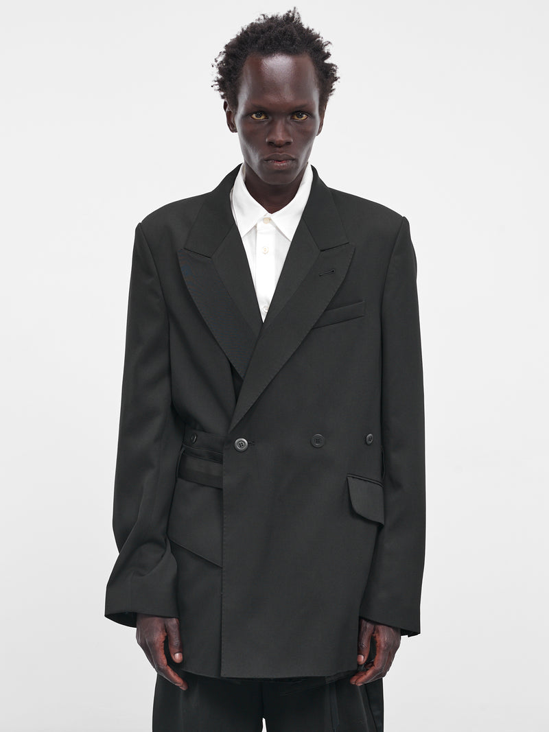 Black Double-Breasted Wool Blazer (25A0257-BLACK)