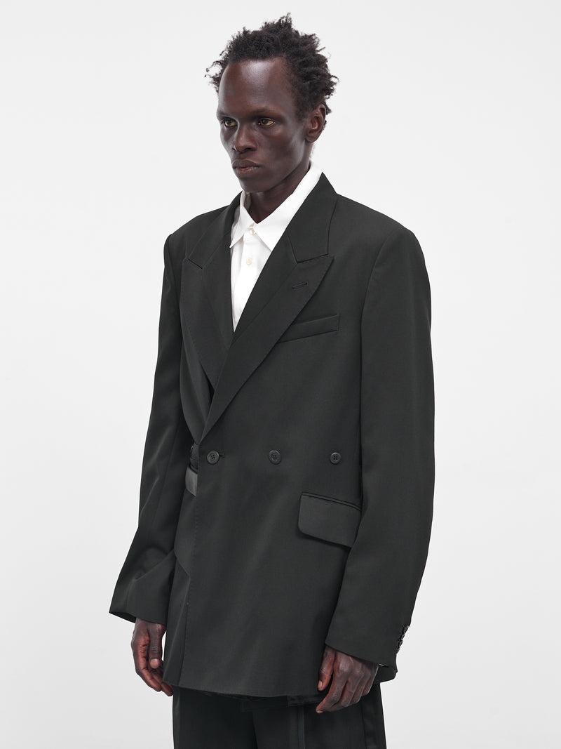 Black Double-Breasted Wool Blazer (25A0257-BLACK)
