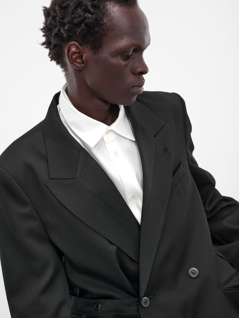 Black Double-Breasted Wool Blazer (25A0257-BLACK)