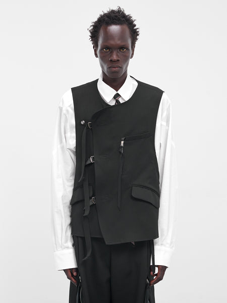 マーモット WOOL PANELED CROP VEST Black Wool Cinched Vest (25A0259-BLACK)