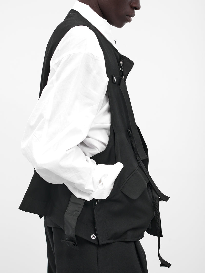 Black Wool Cinched Vest (25A0259-BLACK)