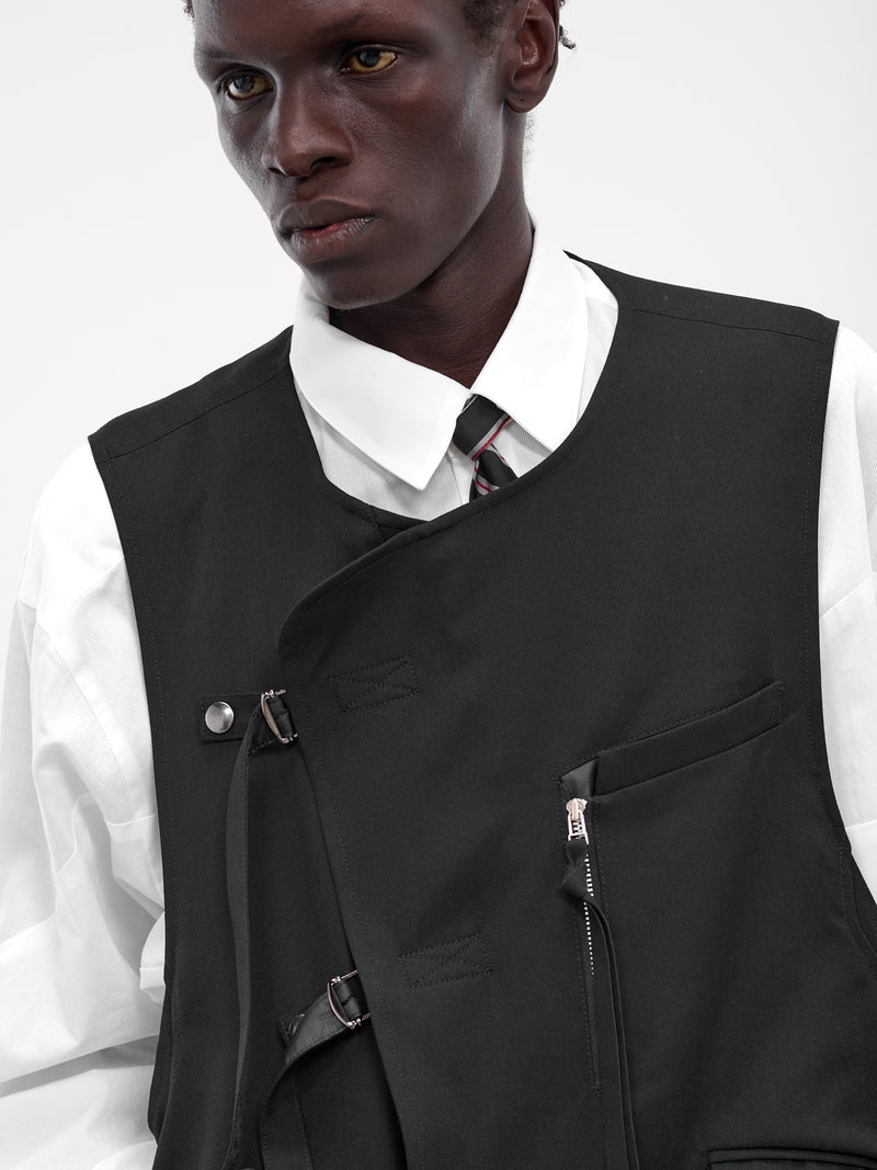 Black Wool Cinched Vest (25A0259-BLACK)