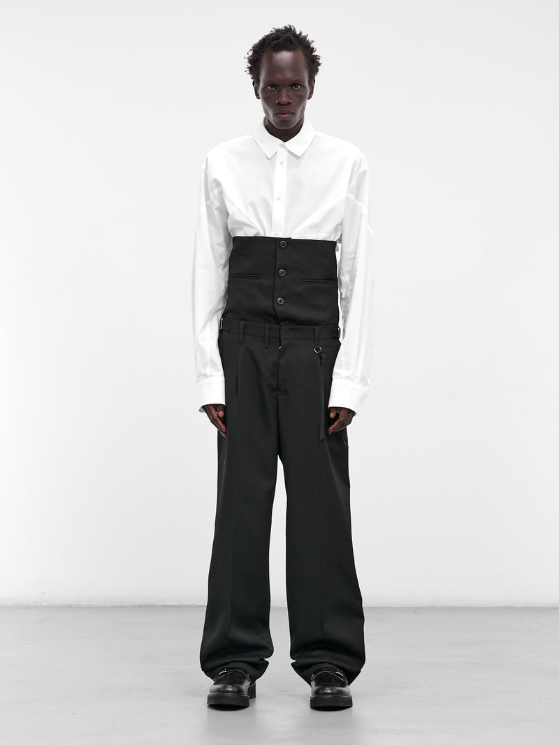 Black Wool Deconstructed Waistcoat Pants (25A0262-BLACK)