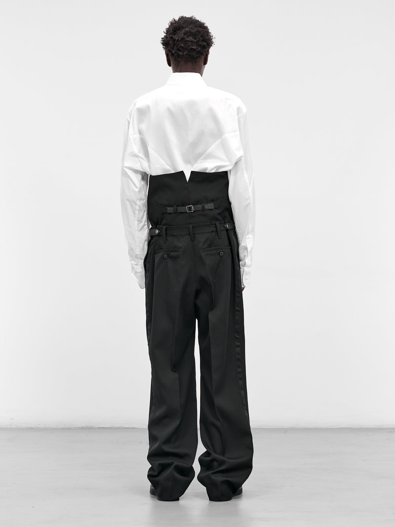 Black Wool Deconstructed Waistcoat Pants (25A0262-BLACK)