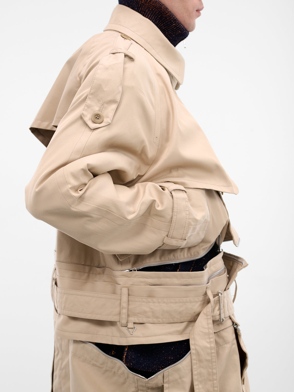 Beige Zip Panel Trench Coat (25A0268-BEIGE)