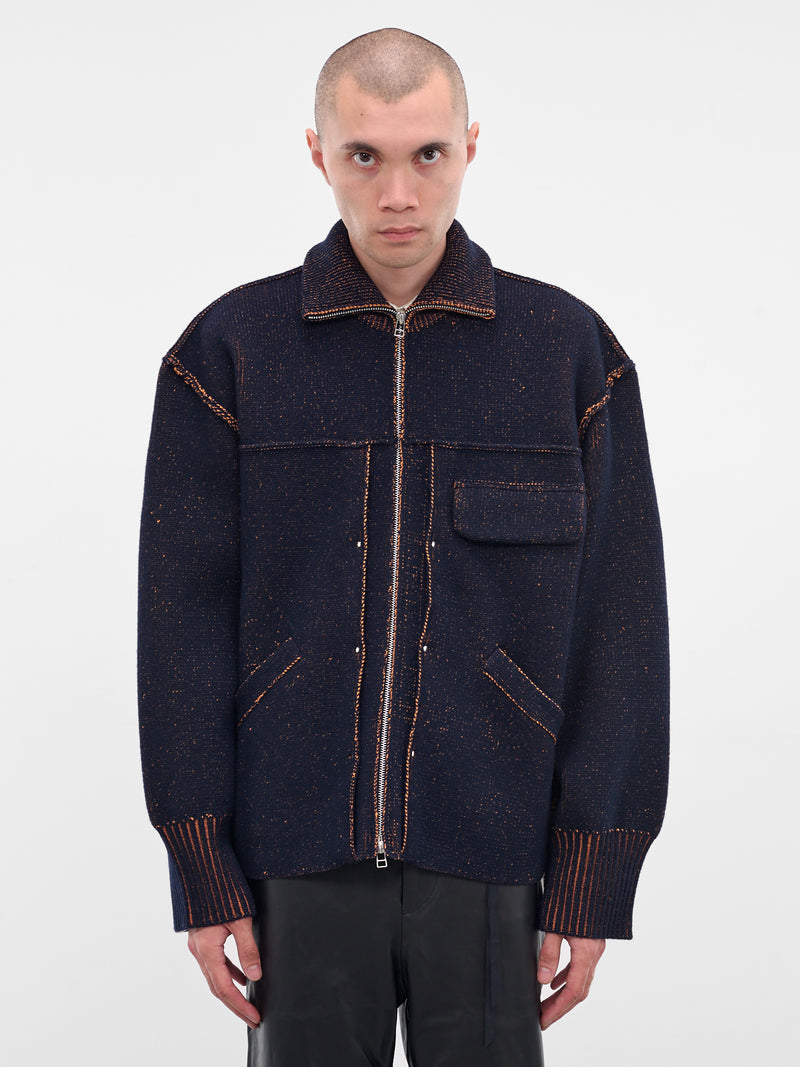 Navy Wool Knit Zip Jacket (25A0286-NAVY)
