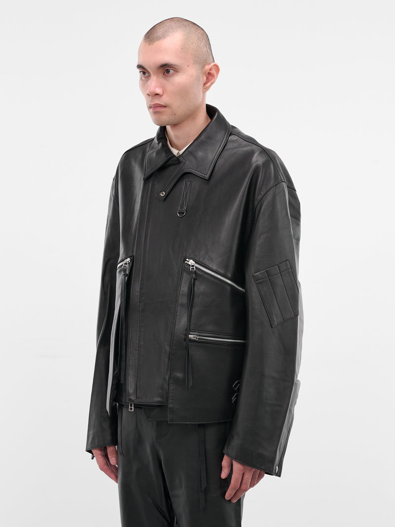 Black Lamb Leather Zip Jacket (25A0288-BLACK)