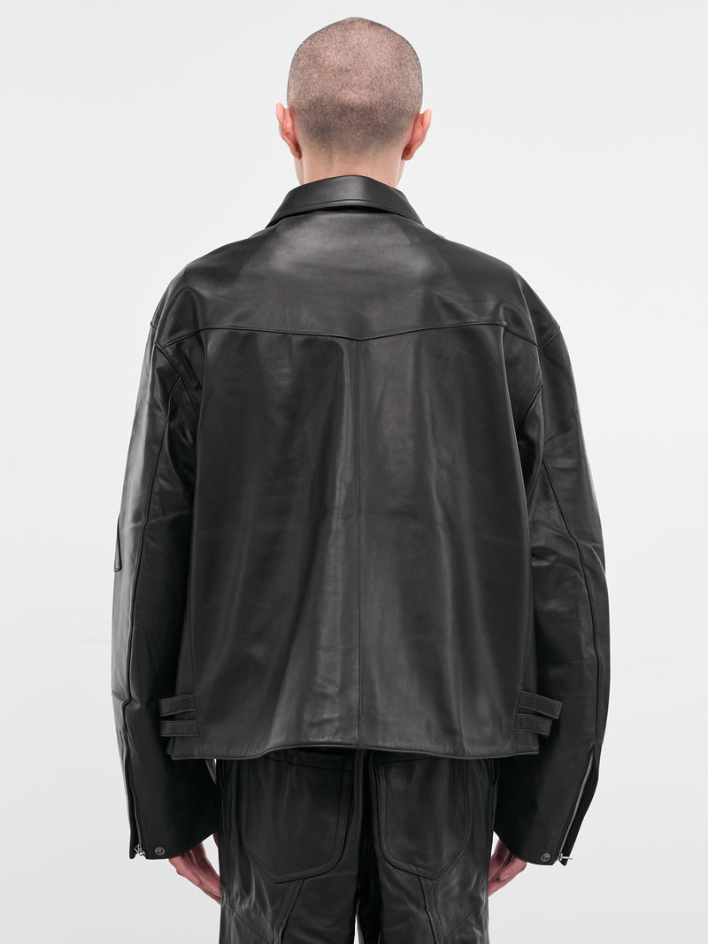 Black Lamb Leather Zip Jacket (25A0288-BLACK)