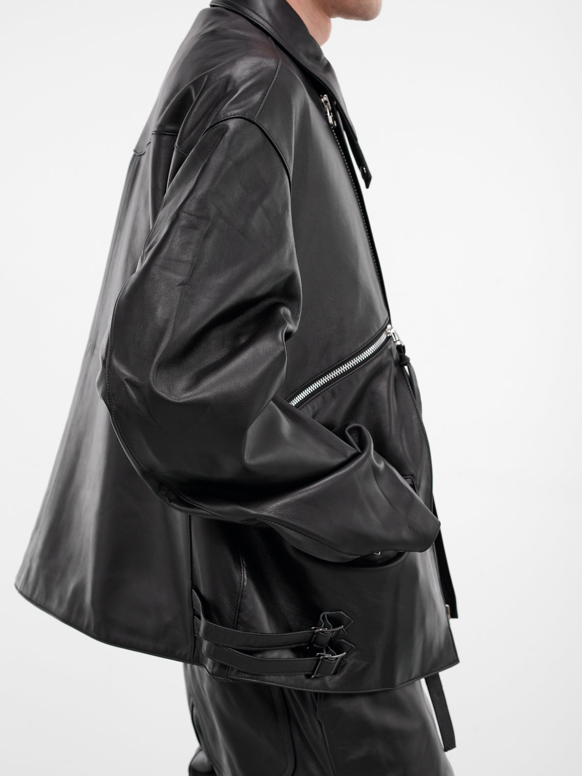 Black Lamb Leather Zip Jacket (25A0288-BLACK)