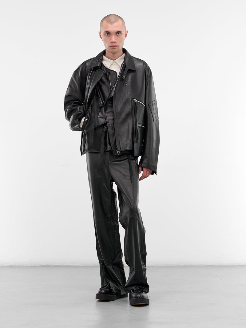 Black Lamb Leather Zip Jacket (25A0288-BLACK)