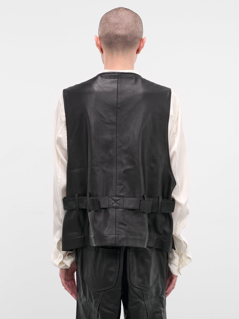 Black Lamb Leather Cinch Vest (25A0290-BLACK)